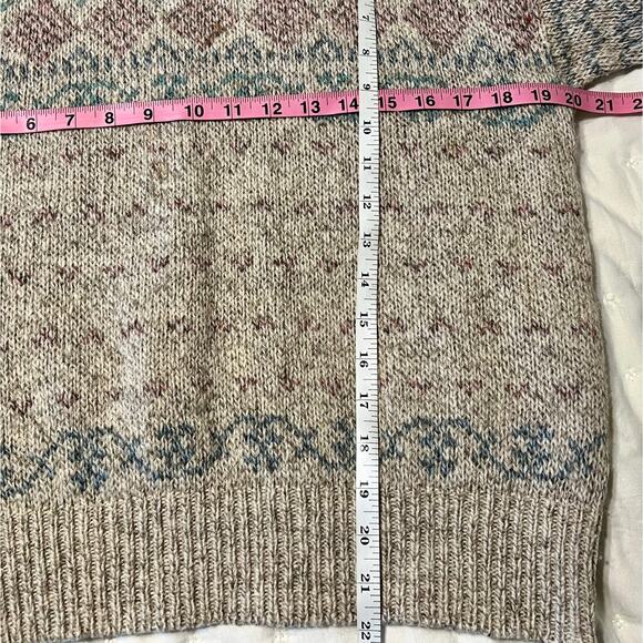 Vintage 90's Eddie Bauer Pastel Fair Isle Knit Crewneck Sweater - Picture 5 of 6